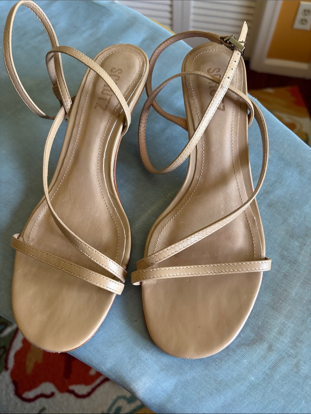 SCHUTZ Beige Strappy Ankle-Sling Sandals
